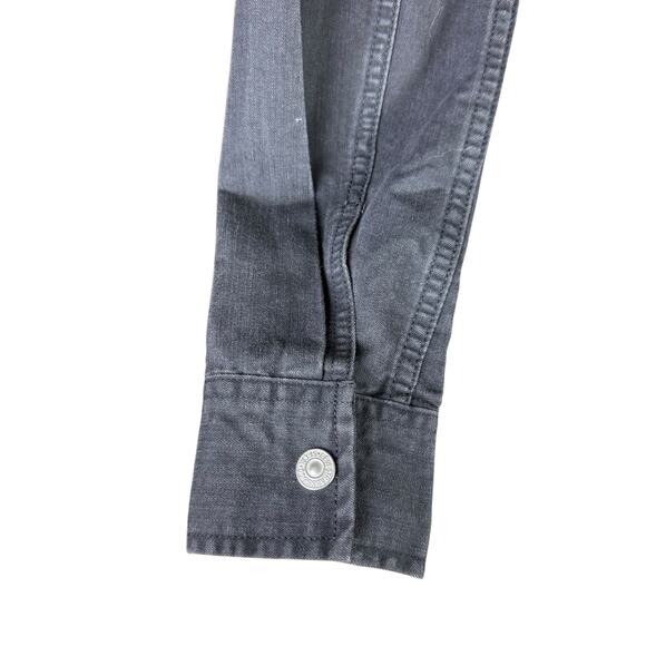 Levi’s Ellie Black Denim Long Sleeve Snap Button Waist Defined Trucker Dress - Picture 11 of 15